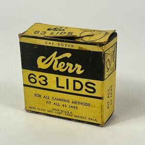 Vintage Kerr 63 Lids Canning Lids Box Retro Decor Damaged 60s-70s Prop Collector